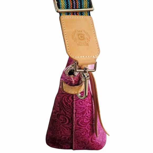 Consuela mena wedge purse fuchsia tooled leather bag Pink Crossbody - Picture 10 of 14